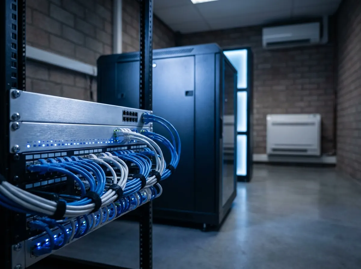 Netwerkinfrastructuur beheerd door MaxDeals Netwerkrack met patchpaneel en netjes weggewerkte bekabeling